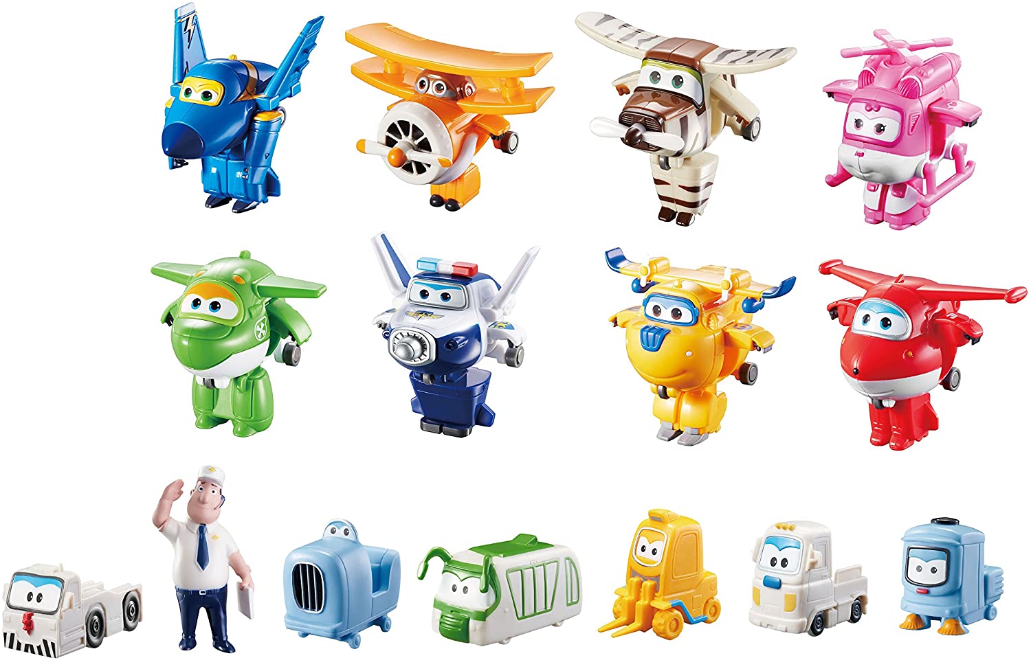 SUPER WINGS | Collector Pack | 15 Pack | Colección Mini Figuras Transformables | Transform-a-Bots SUPER WINGS