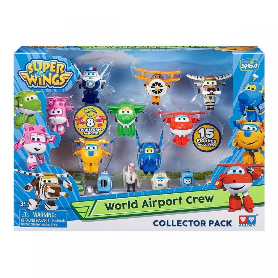 SUPER WINGS | Collector Pack | 15 Pack | Colección Mini Figuras Transformables | Transform-a-Bots SUPER WINGS