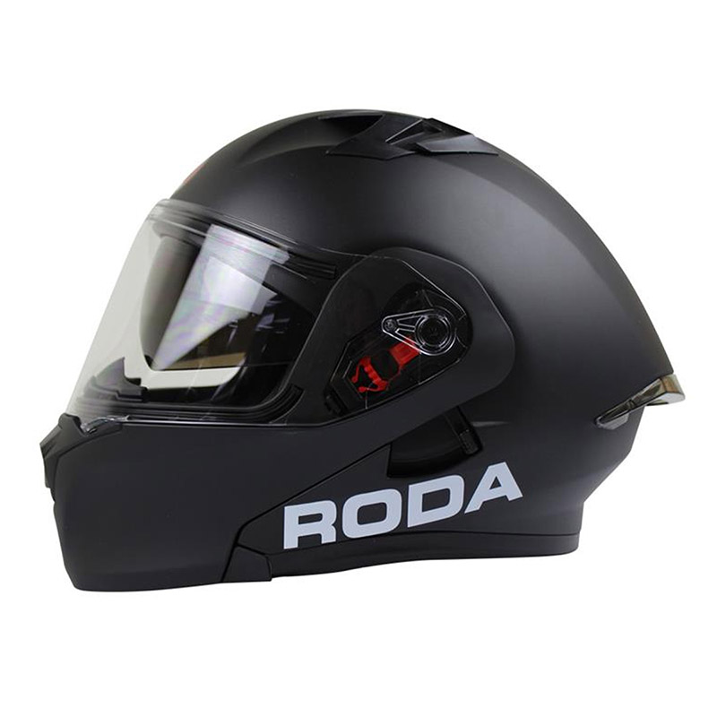 CASCO RODA RUSH NEGRO MATE ABATIBLE CERTIFICADO PARA MOTO 