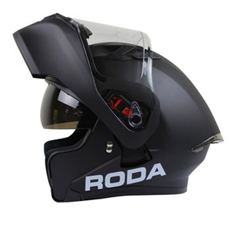 CASCO RODA RUSH NEGRO MATE ABATIBLE CERTIFICADO PARA MOTO 