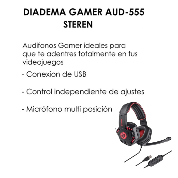 Audifonos Usb Diadema Gamer Microfono Ctrl Volumen Aislante steren
