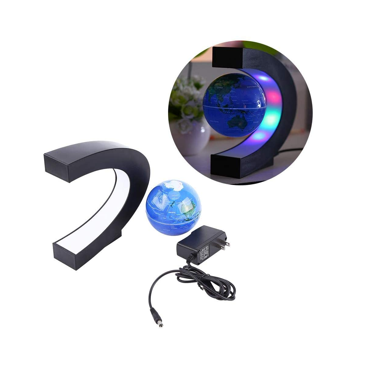 Mapa Del Mundo Magnético Giratorio (Azul)