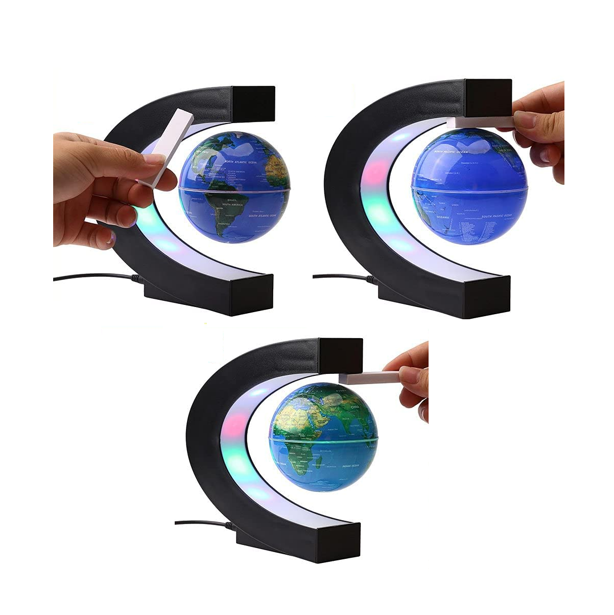 Mapa Del Mundo Magnético Giratorio (Azul)