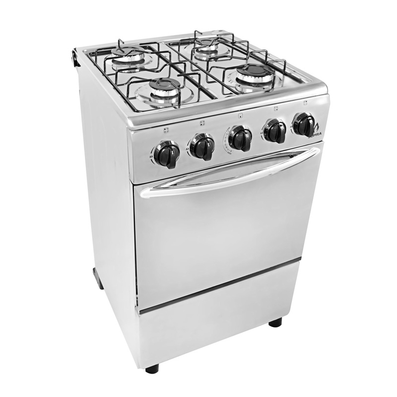 Estufa a gas de piso con 4 quemadores en acero inoxidable SUPRA 4Q-H-TA estufa para gas lp con horno y acabado brillante incluye tapa de cristal