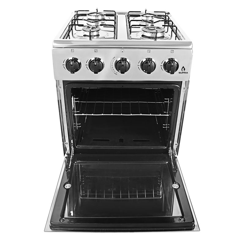 Estufa a gas de piso con 4 quemadores en acero inoxidable SUPRA 4Q-H-TA estufa para gas lp con horno y acabado brillante incluye tapa de cristal