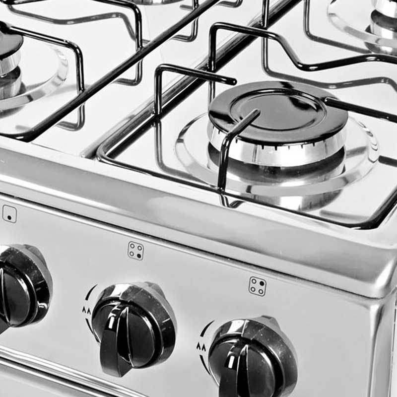 Estufa a gas de piso con 4 quemadores en acero inoxidable SUPRA 4Q-H-TA estufa para gas lp con horno y acabado brillante incluye tapa de cristal