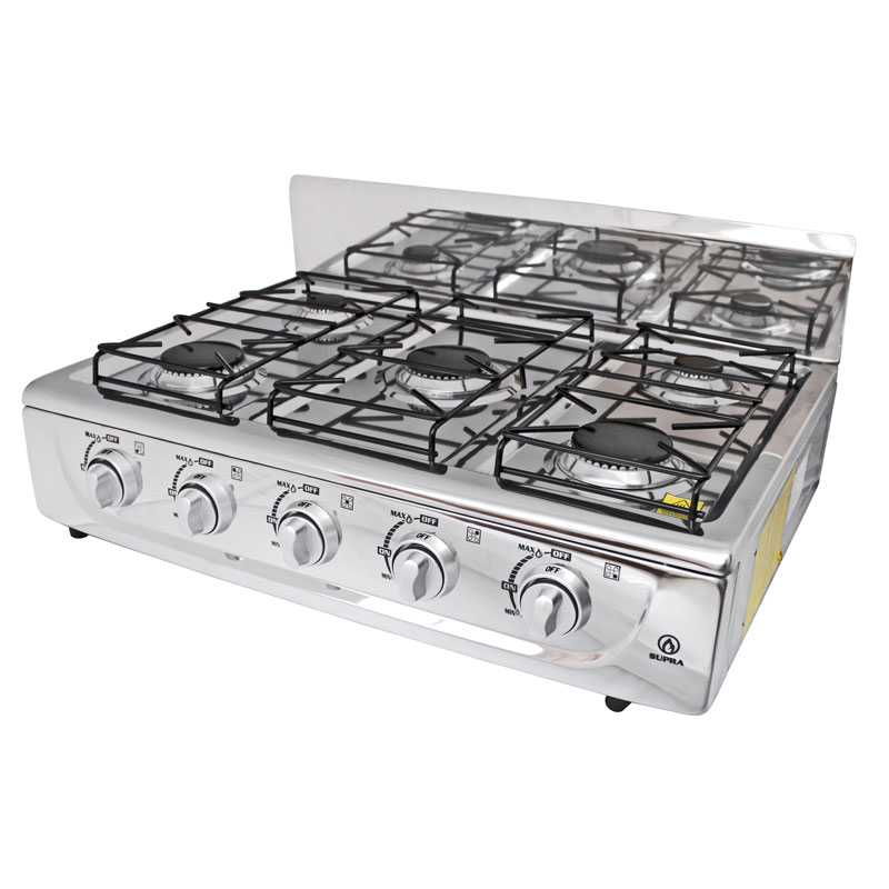 Taurus - Cocina de gas butano con horno, 10500W, 5 quemadores, Compartimiento bombona, Esmaltado brillante blanco, Horno con quemador  inferior 70L, Tapa cristal, Acero inoxidable