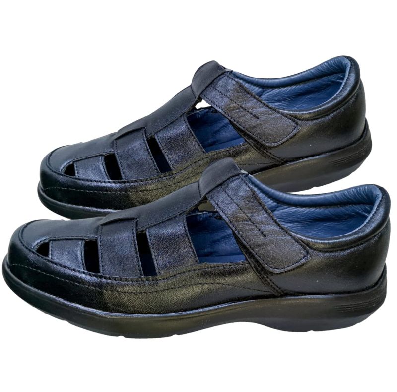 Huarache Negro Especial Pie Delicado o Diabético Hombre Doble Ancho enco footwear