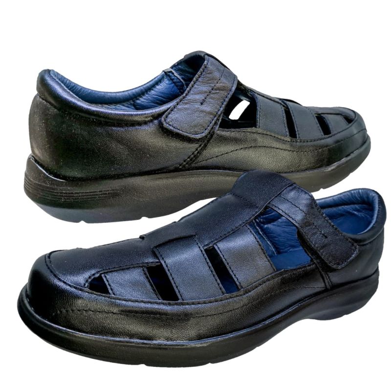 Huarache Negro Especial Pie Delicado o Diabético Hombre Doble Ancho enco footwear