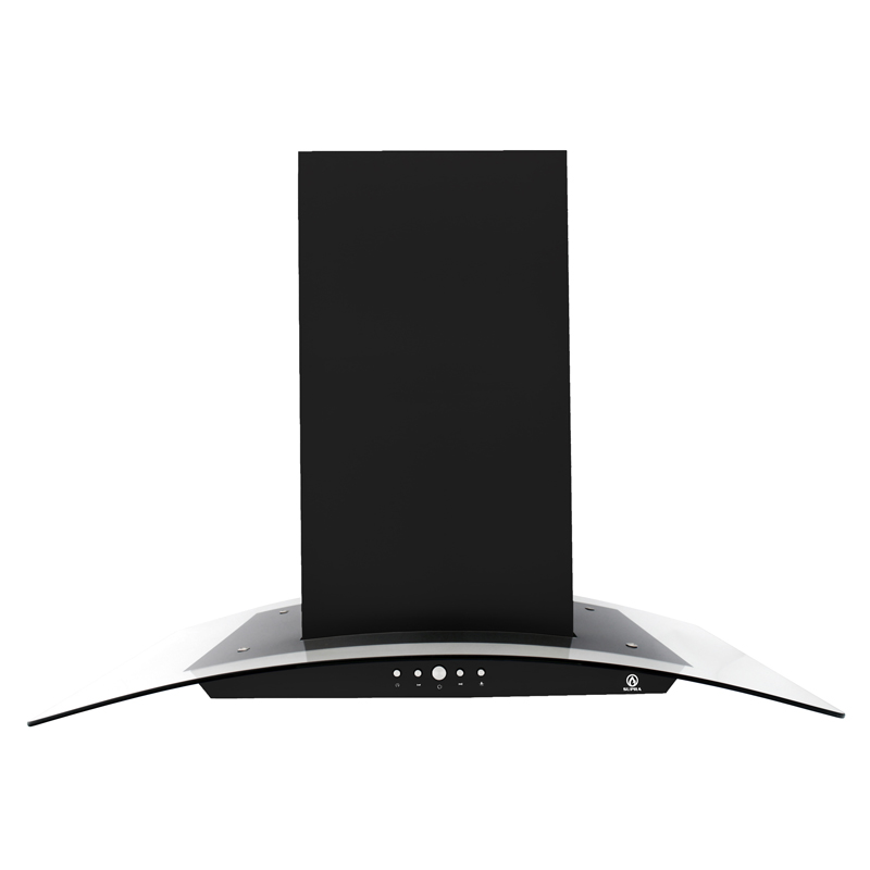 Campana extractora de isla color negro SUPRA CI-90-BLACK campana de cocina en acero inoxidable y cristal curvo de 90 cm