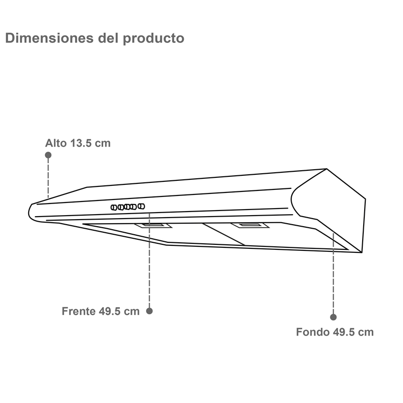 Campana extractora para cocina de 50cm SUPRA CB-50 en acero inoxidable 