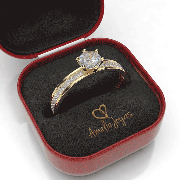 Anillo de compromiso en Oro Amarillo de 14k Amelie Joyas