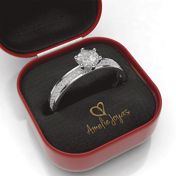 Anillo de compromiso en Oro Blanco de 14k Amelie Joyas