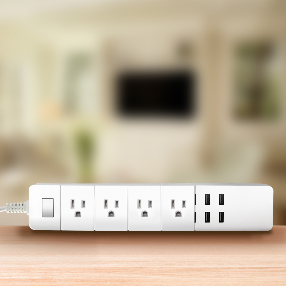Extensión multicontactos Inteligente WiFi y 4 puertos USB Smart Home
