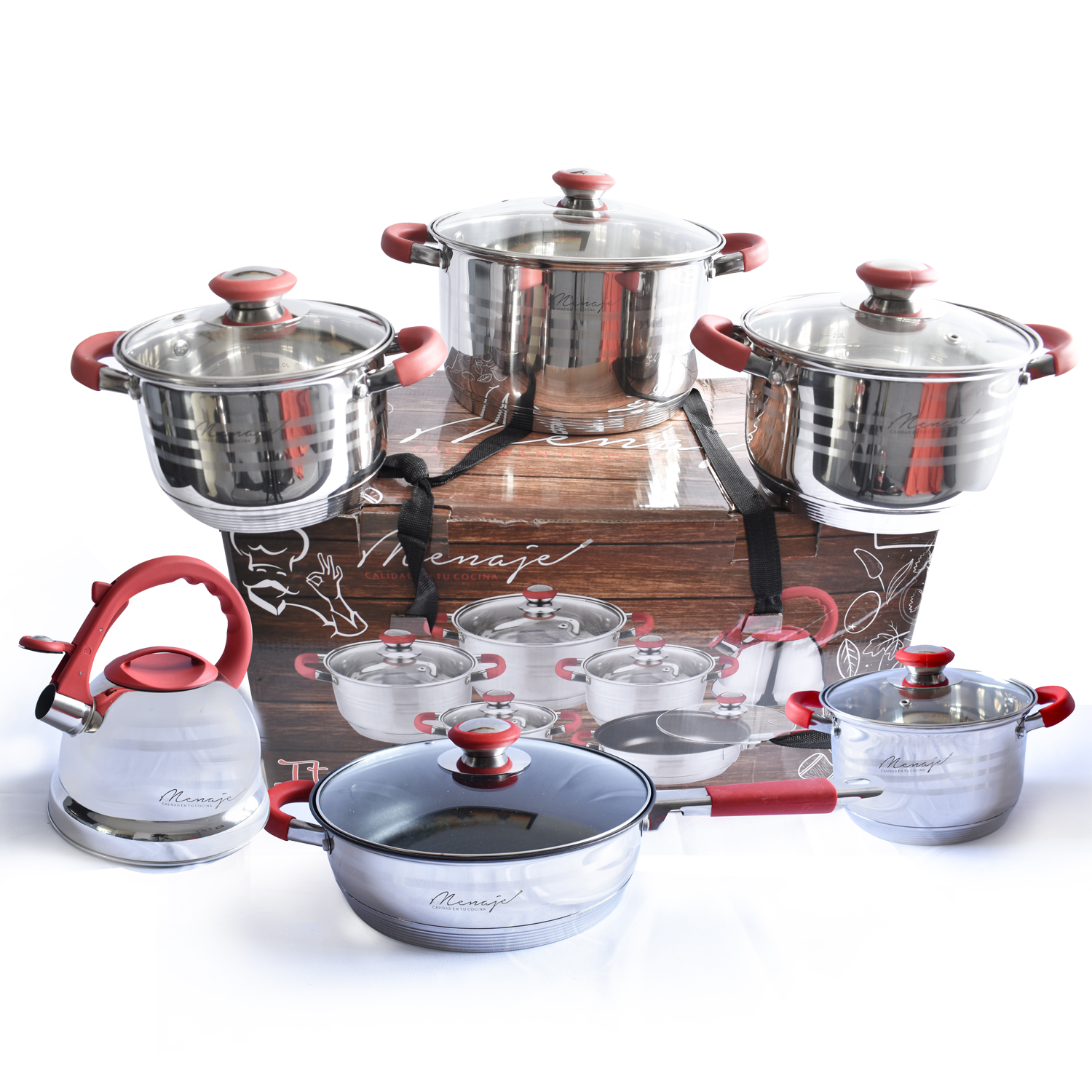 Batería De Cocina Acero Inox  Italia 12 Pz Menaje 