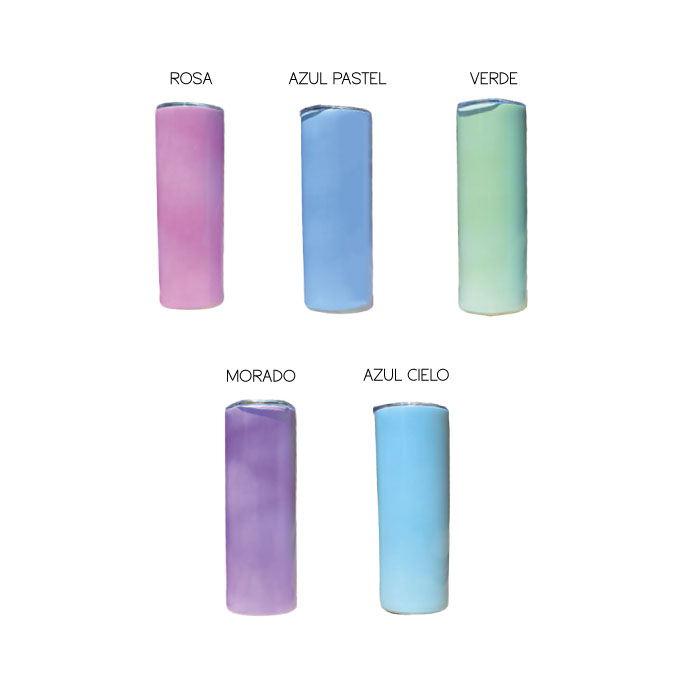 Termo skinny 20oz mágico cambia de color con la luz del sol