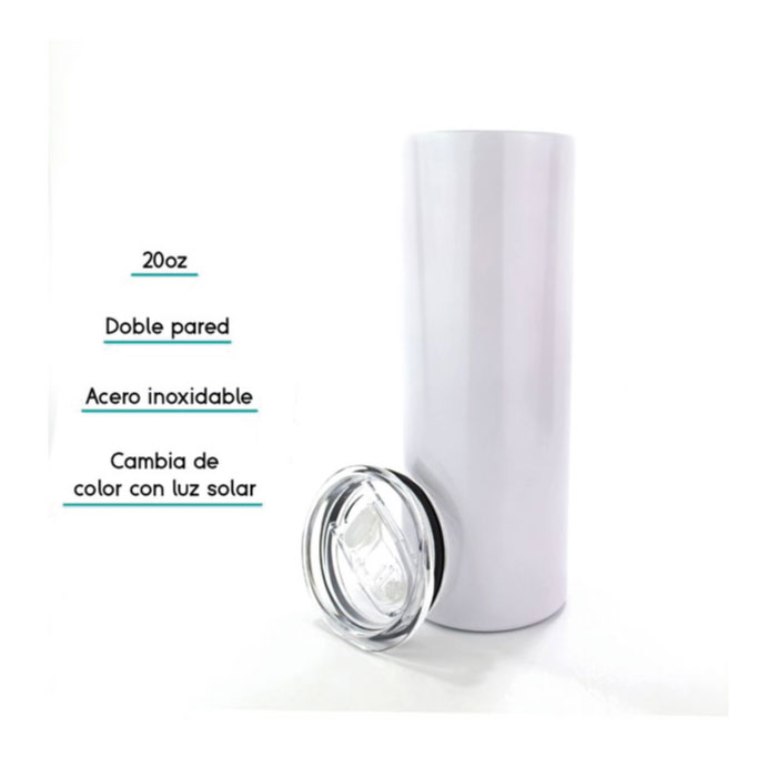 Termo skinny 20oz mágico cambia de color con la luz del sol
