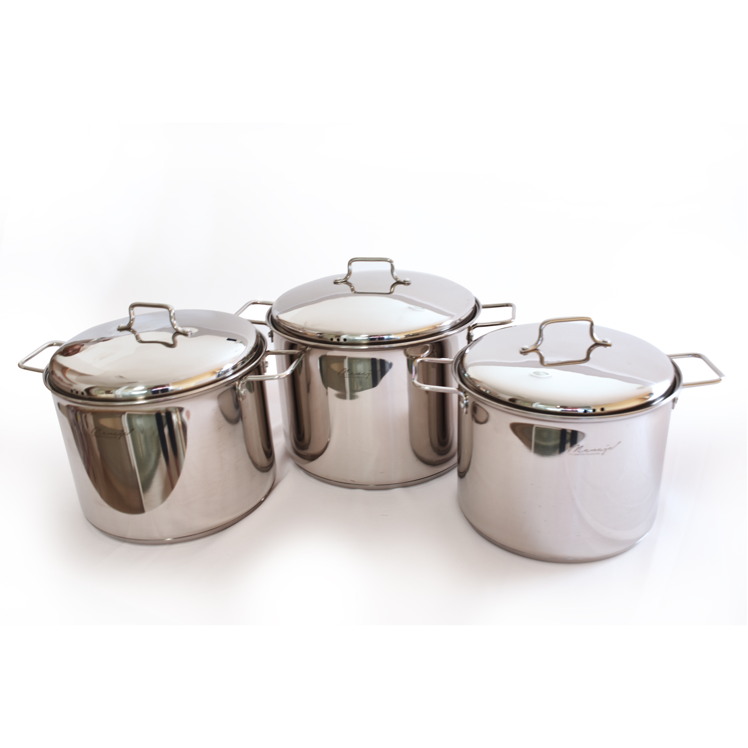 Juego De Ollas Acero Inox 3 Piezas Menaje