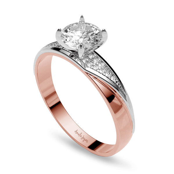 Anillo de compromiso en Oro Rosa de 14k Amelie Joyas