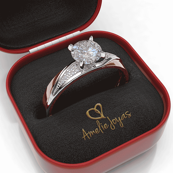 Anillo de compromiso en Oro Rosa de 14k Amelie Joyas