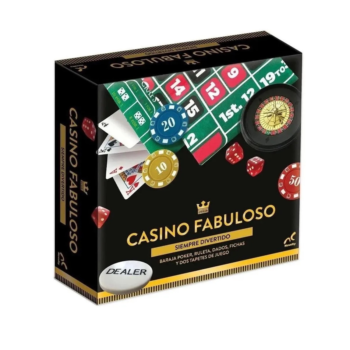 Casino Fabuloso Con Paño Barajas, Fichas, Ruletas, Caja Foil