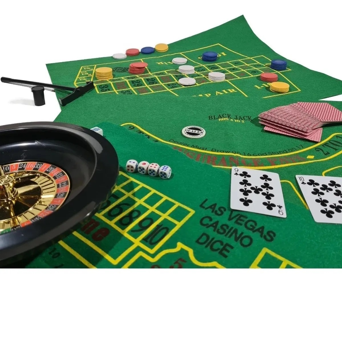 Casino Fabuloso Con Paño Barajas, Fichas, Ruletas, Caja Foil