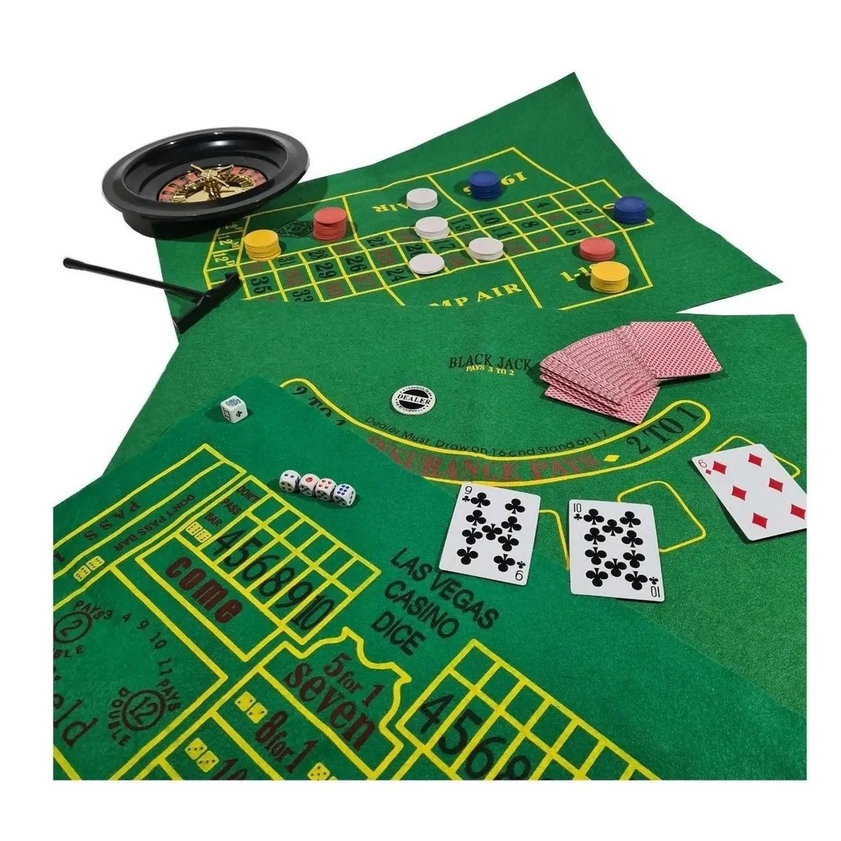 Casino Fabuloso Con Paño Barajas, Fichas, Ruletas, Caja Foil
