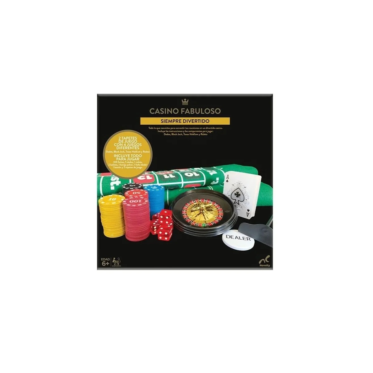 Casino Fabuloso Con Paño Barajas, Fichas, Ruletas, Caja Foil