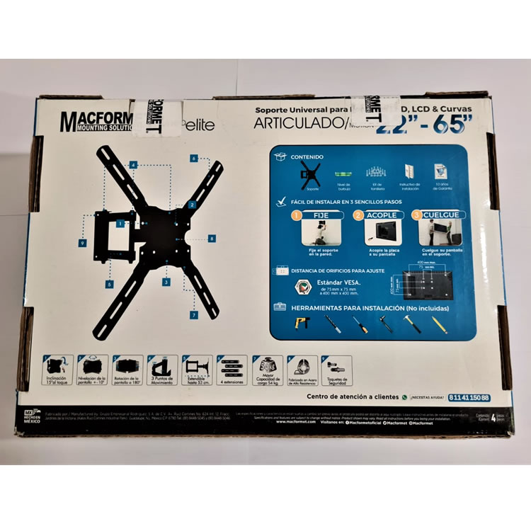 Soporte Universal Para Pantallas De 22-65 Macformet MSM22651 - Negro