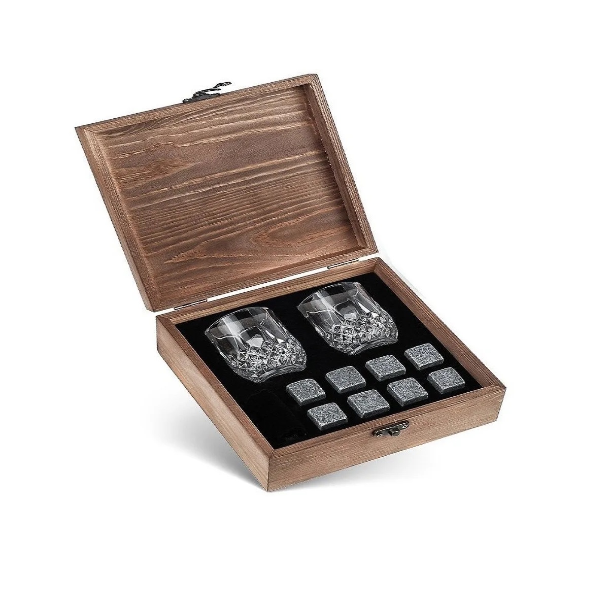 Juego De Piedras Para Whisky, 2 Vasos, Caja De Madera, 10pzs