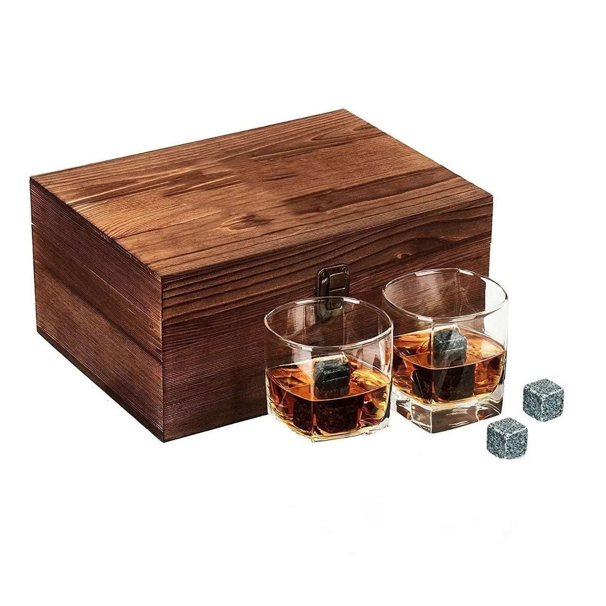 Juego De Piedras Para Whisky, 2 Vasos, Caja De Madera, 10pzs