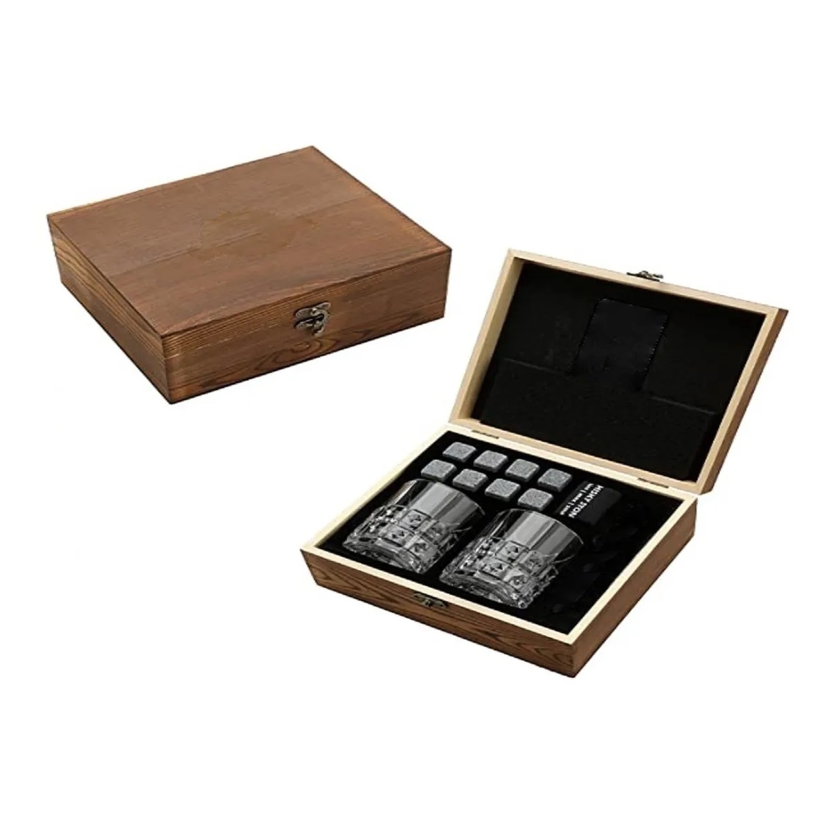 Juego De Piedras Para Whisky, 2 Vasos, Caja De Madera, 10pzs