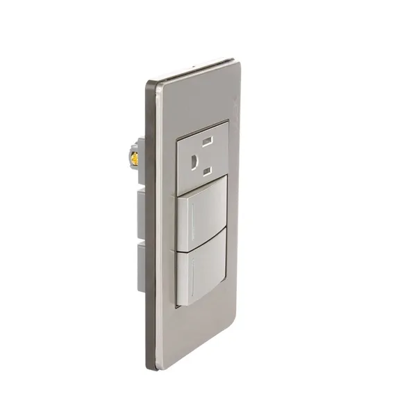 PLACA CON DOS APAGADORES Y UN CONTACTO GRIS LUCEK PREMIUM 