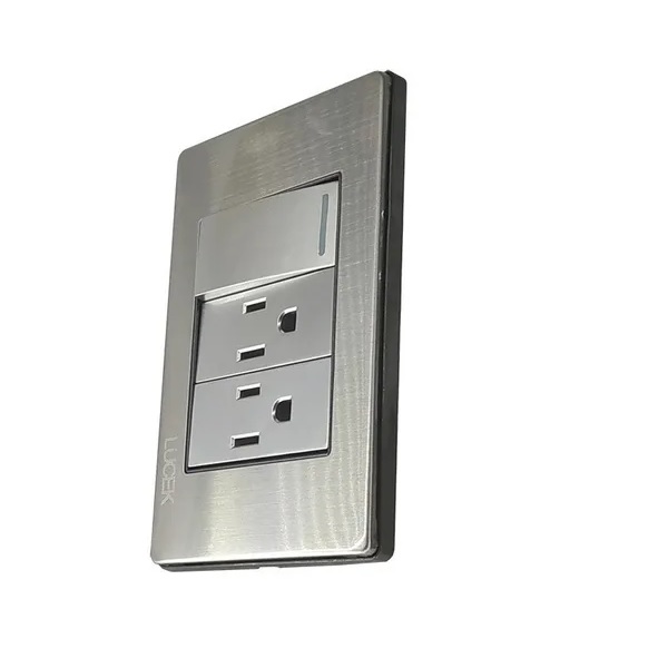 PLACA CON UN APAGADOR Y DOS CONTACTOS GRIS LUCEK PREMIUM 