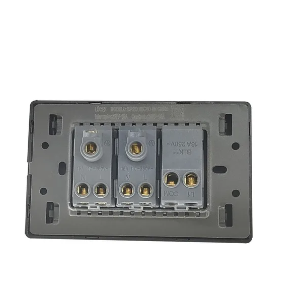 PLACA CON UN APAGADOR Y DOS CONTACTOS GRIS LUCEK PREMIUM 