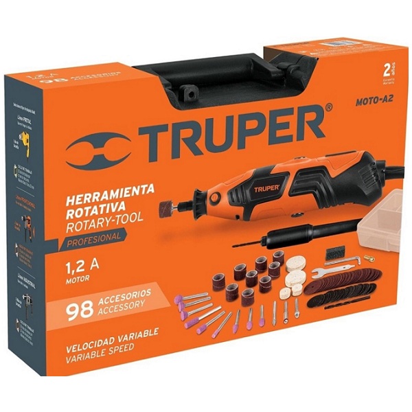 Moto Tool Profesional ,Herramienta rotativa profesional con Accesorios para Devastar -Pulir-Cepillar -Esmerilar 150 W Truper MOTO-A2