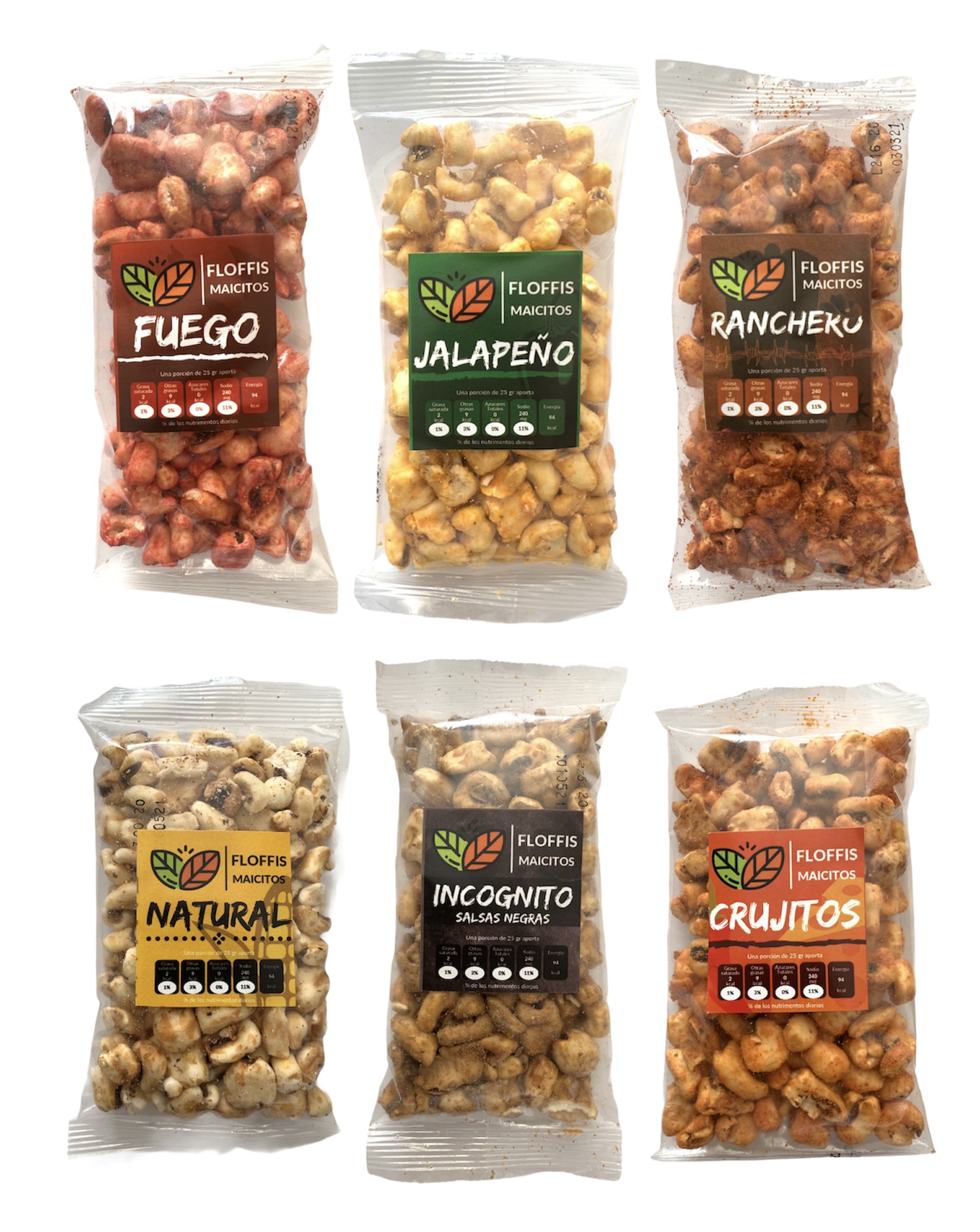 Maíz Inflado a Vapor 100 pack Maicitos Bloffis Snack Nutritivo 50 gr c/u Sin freir, sin gluten y sin azucar.