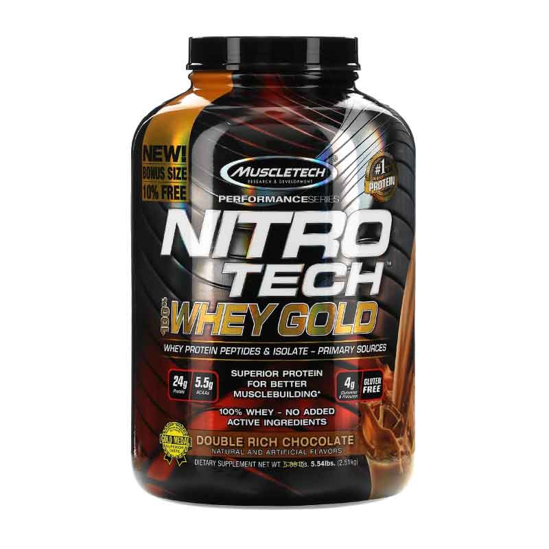 Proteina MuscleTech Nitro Tech 100% Whey Gold 5.51 Lbs 76 Serv.  - Chocolate