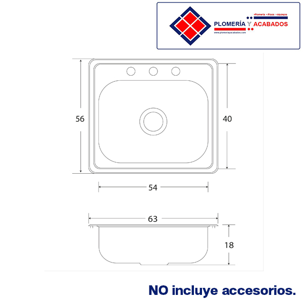 Fregadero Traja C-300 Eb Tecnica 63x56cm