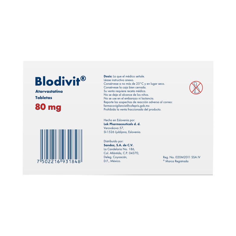 Blodivit 80 Mg Caja 30 Tabletas