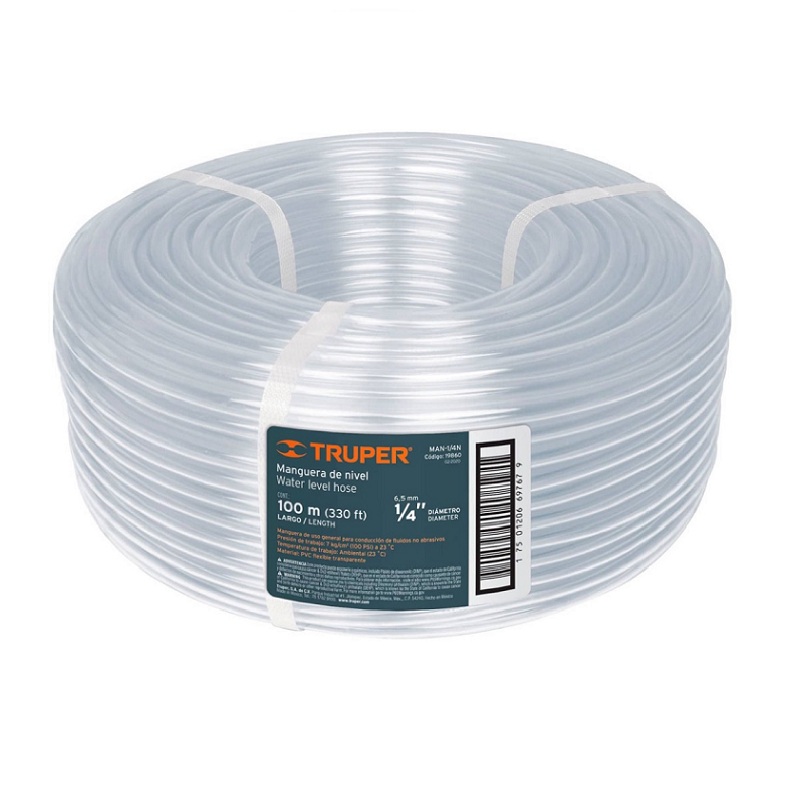 Manguera Nivel 1/4'' Transparente para Construccion 100 M Truper 19860 