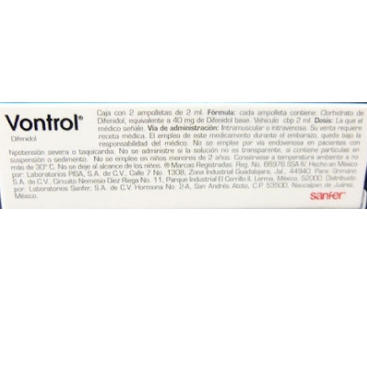 Vontrol Iny 40 Mg 1 Caja 2 Ampolletas 2 Ml