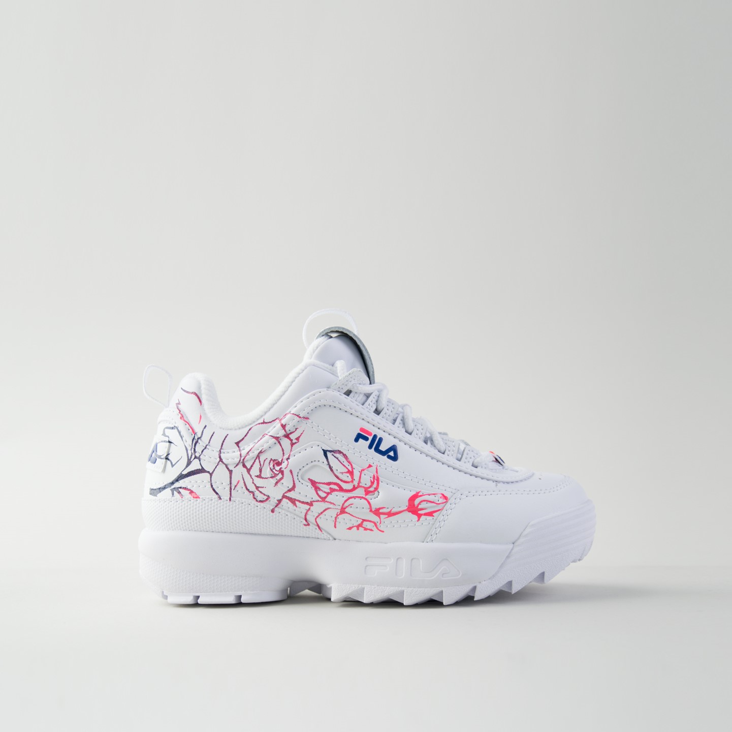Tenis Fila Disruptor II Blanco Floral de Preescolar