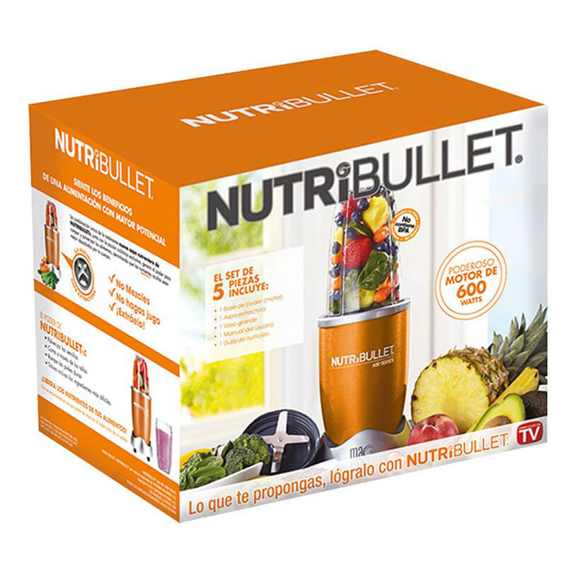 Nutribullet 600w Naranja Pulverizador Alimentos 5 Accesorios 