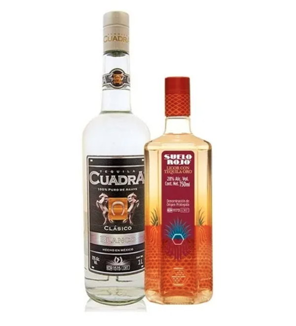 Volver Tequila Cuadra Blanco 1lt+licor Con Tequila Suelo Rojo 750ml