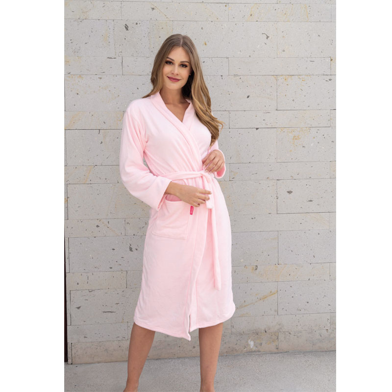 Bata de baño microfibra Dama  Rosa Claro 
