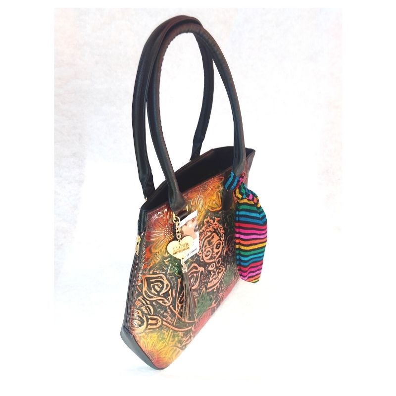 KIT BOLSO DE PIEL PARA DAMA 100% ARTESANAL CINCELADO FRIDA MAS Audifonos Air PRO 2da Generacion 