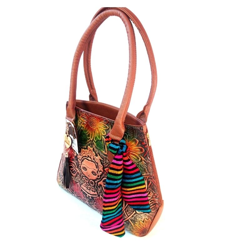 KIT BOLSO DE PIEL PARA DAMA 100% ARTESANAL CINCELADO FRIDA MAS Audifonos Air PRO 2da Generacion 