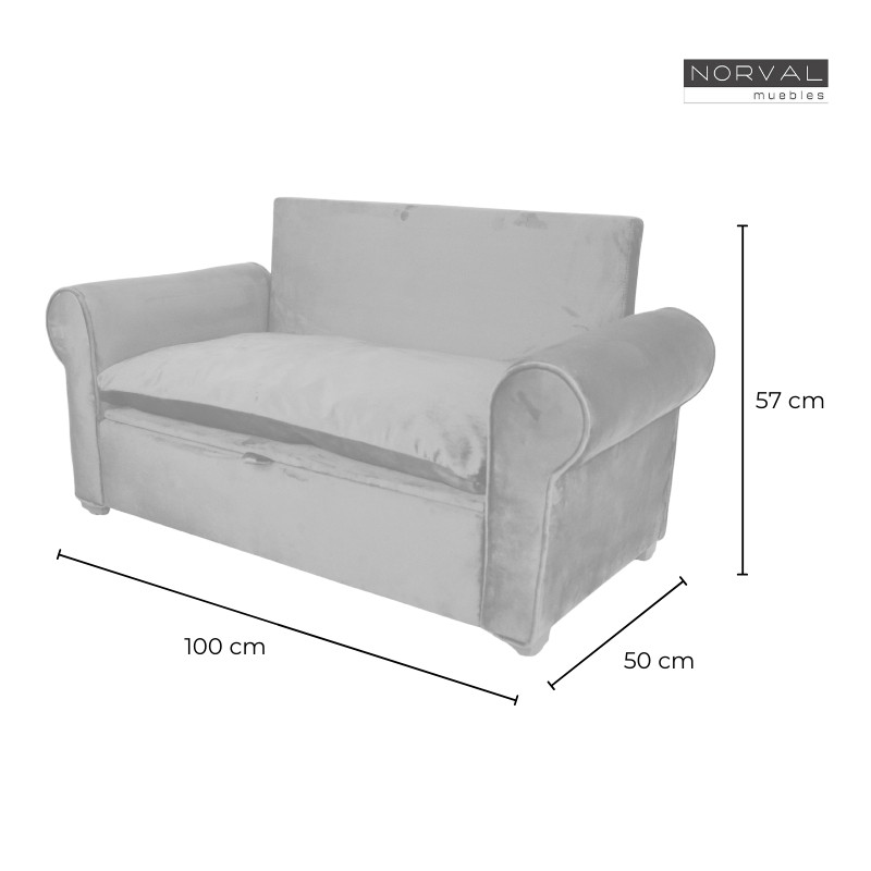 Sofá Para Mascotas Cama de Perro o Gato con Baul Funda Lavable Terciopelo (ROSA)