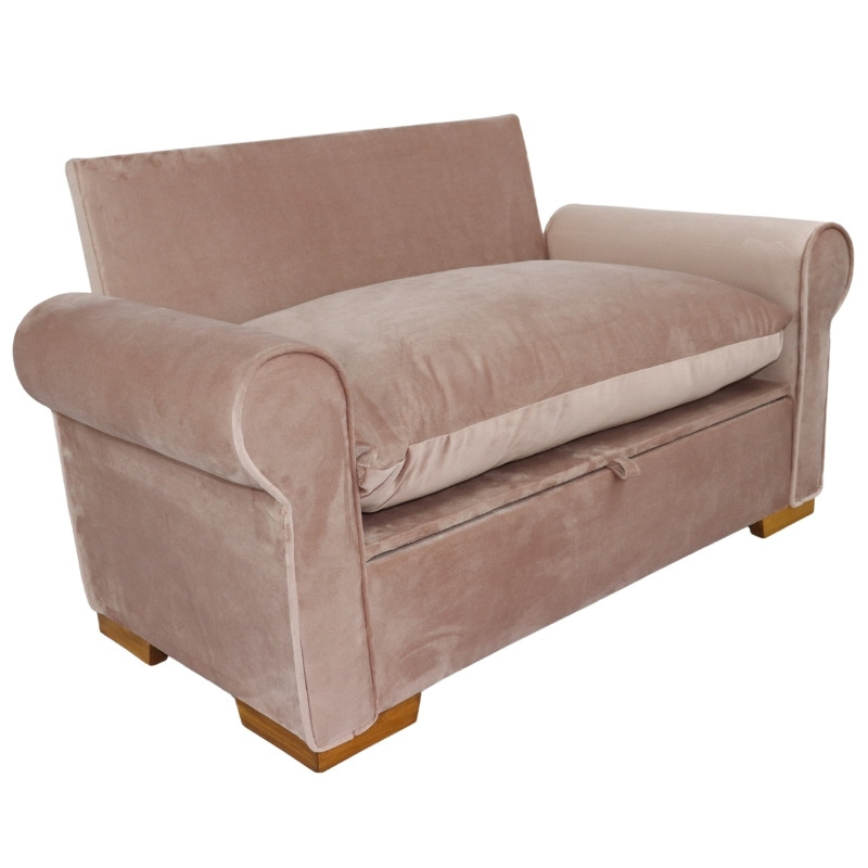 Sofá Para Mascotas Cama de Perro o Gato con Baul Funda Lavable Terciopelo (ROSA)